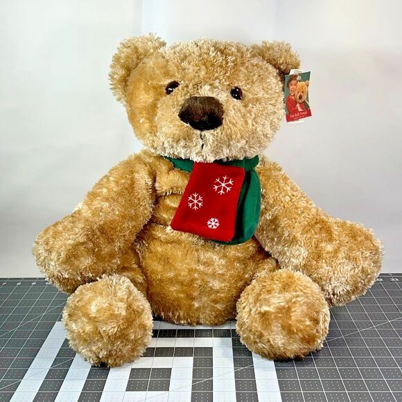 Vtg 2003 JCPenney Holiday Collection Golden Teddy Bear Plush Large 22" w BOW - Picture 11 of 16